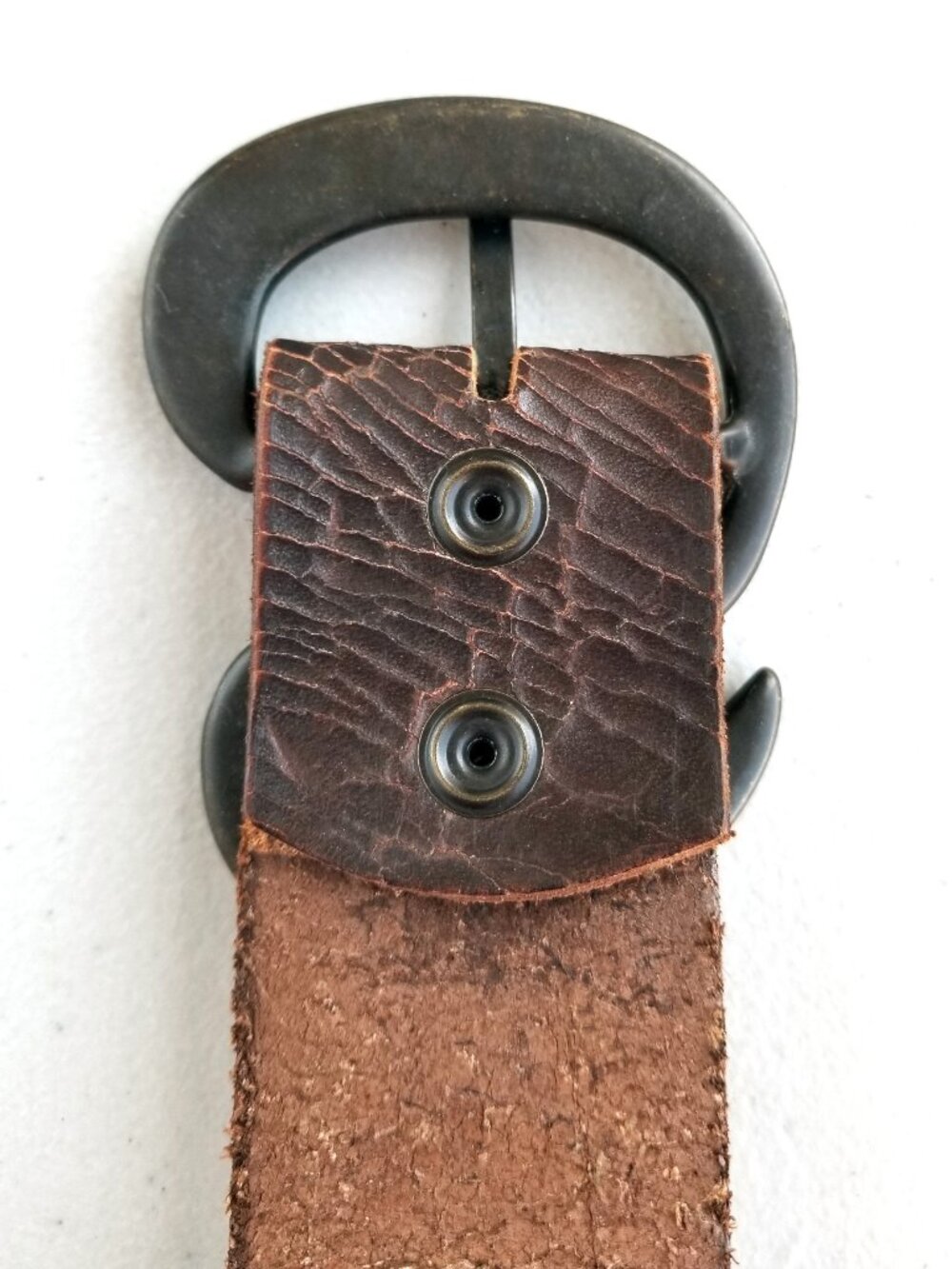 Vintage Bill Adler Brown Belt Sz 36 Distressed Pattern, S-Shaped Brass Buckle - Picture 2 of 16